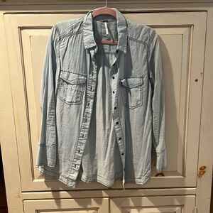 Free People chambray, long sleeve button-down